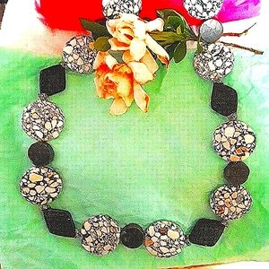 HAND CRAFTED Laboridite, Cinnabar Necklace 18-20" in Black